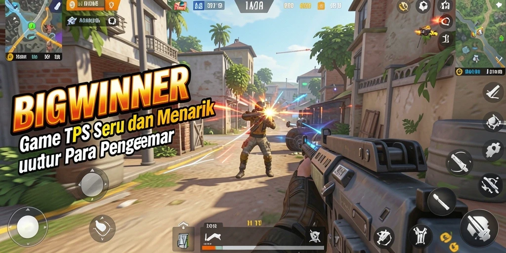Tangkapan layar dari BIGWINNER menampilkan aksi intens dalam gameplay TPS.