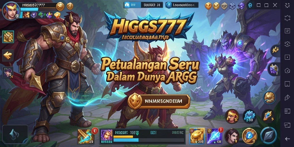 Tangkapan layar gameplay HIGGS777 dengan aksi seru dan karakter epik.