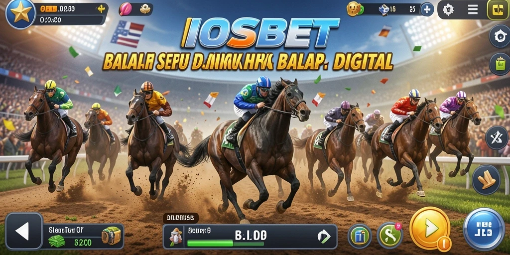 Screenshot utama IOSBET menampilkan balapan seru dengan mobil dan lintasan yang menantang.