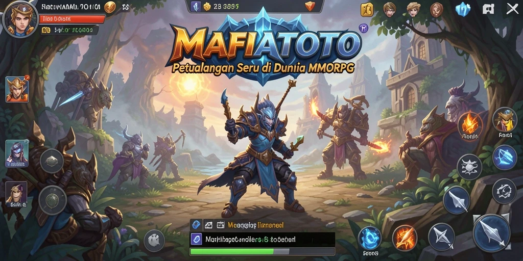 Screenshot gameplay MAFIATOTO menampilkan pertarungan epik di dunia MMORPG.