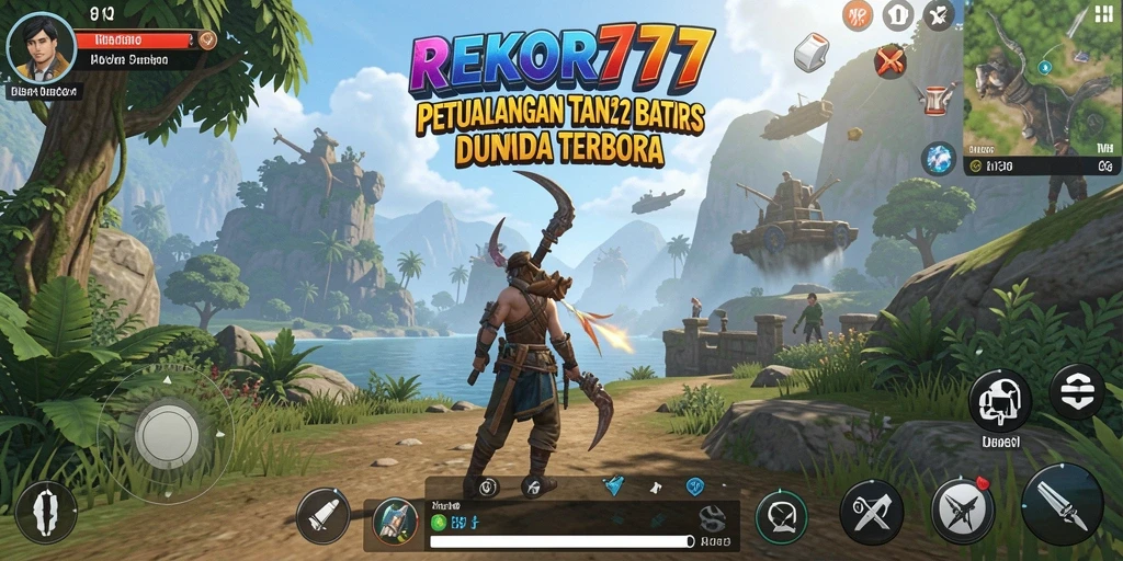 Screenshot utama REKOR777 menampilkan pemain menjelajahi dunia yang luas.